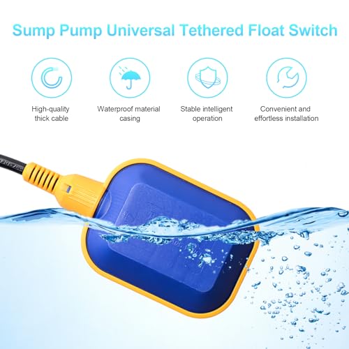 OELFFOW Sump Pump Universal Tethered Float Switch AC 15A 110~250V Piggyback Style Plug with 10 Feet Cord, Used in Sewage Pump, Water Tank, Septic Tank Pump, etc. by OELFFOW - Image 3