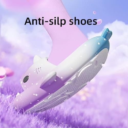 Unisex Kids Spotted Shark Slides, Quick-Dry Non-Slip Pool and Beach Sandals, Soft Sole Breathable Comfort4