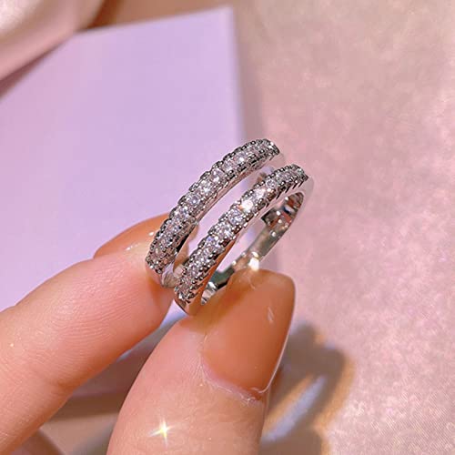 Moissanite Womens Ring Enhancer for Engagement Rings Two Row Half Eternity Rings 925 Sterling Silver Double Enhancers Ring2
