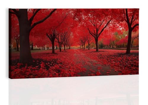 Genérico Gran cuadro abstracto en lienzo paisaje, Poster en lienzo otoño hojas caídas árboles para sala de estar, Decoración de pared sin marco para hogar 140l x 70an cm