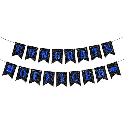 LOVELY BITON Congrats Officer Banner, Future Police Officer Grad Hanging Decorations, So Proud of You, Glittery Class of 2025 Happy Graduation Party Decorations Backdrop Cover