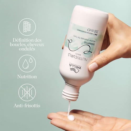 Wella Professionals NUTRICURLS Shampoing pour cheveux ondulés – Nourrit et définit les ondulations – Formulé avec le complexe Nourish-In – Sans sulfate, 250 ml