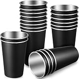 Mimorou 20 Pack 16 oz Stainless Steel Cups Metal Cup, Black