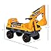 Qaba No Power 2 in 1 Ride On Excavator with Helmet and Claw, Construction Truck Set, Multi-Functional Digger with Storage, Light and Music, Yellow