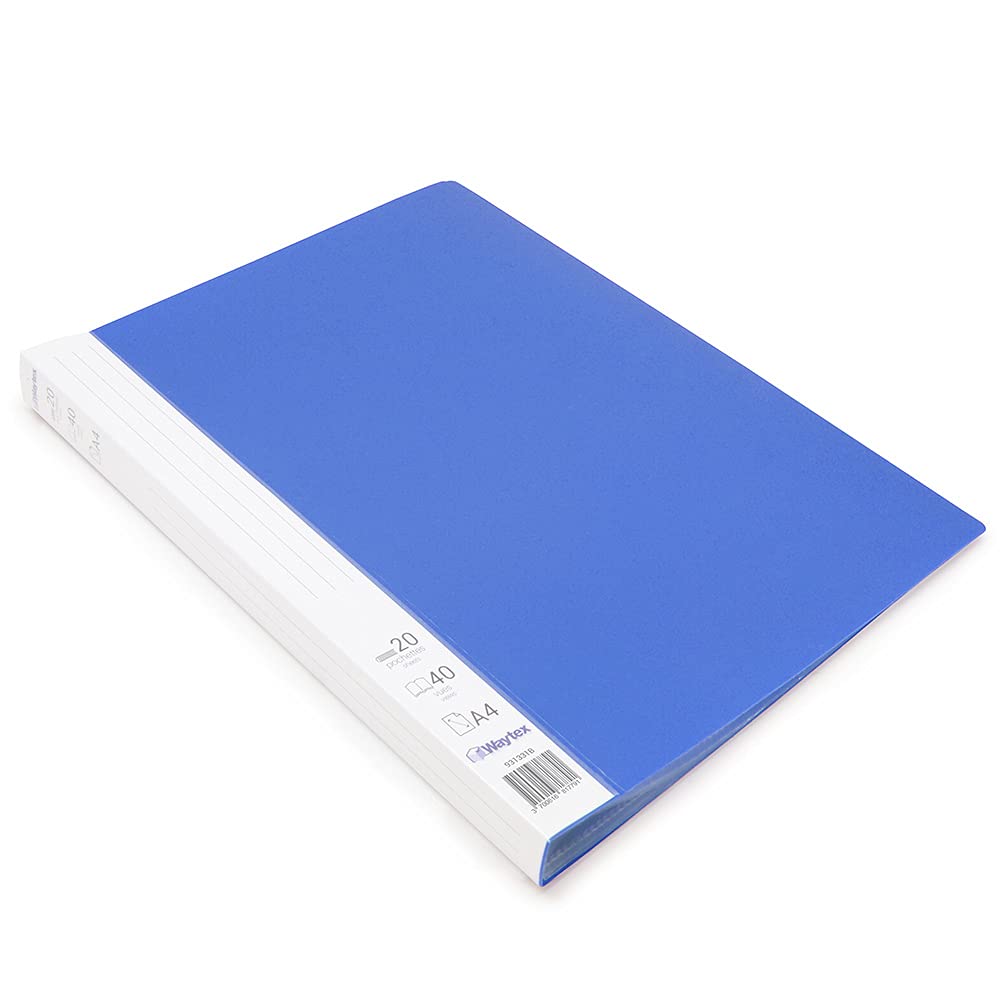 Waytex 931331B Document Protector A4 40 Sheets Premium Opaque Polypropylene Identifiable - 20 Transparent Pockets - Blue