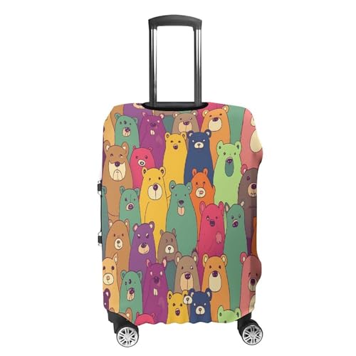 Housse de valise blanche en polyester motif ours M - 4