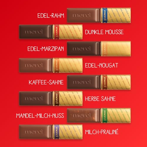 merci Finest Selection Große Vielfalt – 1 x 400 g – Erlesene Schokoladen-Spezialitäten – Gefüllte und nicht gefüllte Pralinen