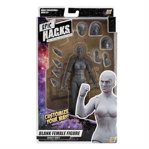 Boss Fight Studio Epic H.A.C.K.S. Blanks Action Figures – Highly Articulated Collectible 1:12 Scale Figurine with Alternate Parts for Customization and Display Stand - Shady Gray, Female by Boss Fight Studio - Image 3
