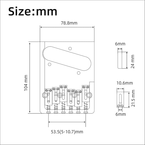 Chevalet de guitare en laiton complet avec sillets compensés - 5