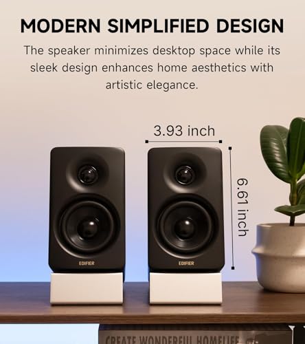 Edifier M60 Compact Desktop Speakers 2.0: Bluetooth 5.3, 66W RMS, Hi-Res Wireless Audio, LDAC, 3” Mid Bass & 1” Tweeter, USB-C/AUX Inputs, Multimedia Speaker with Stands for PC Gaming & Music – Black
