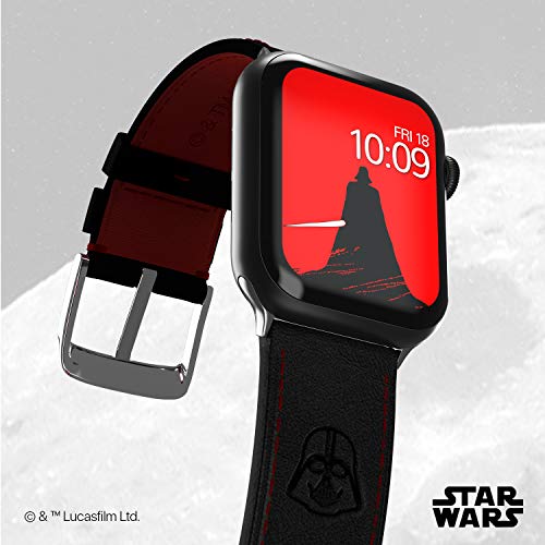 Star Wars - Darth Vader Leather Smartwatch Band Ñ Officially Licensed, Compatible With Apple Watch (Not Included) Ñ Fits 38Mm, 40Mm, 42Mm And 44Mm #TOP2
