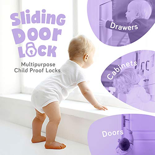 Child Safety Locks For Cabinets And Drawers, Sliding Door Lock, Easy-To-Install Cabinet Locks For Babies, Baby Cabinet Safety Latches, Set Of 2, White - Ashtonbee (2 Pack) #TOP3