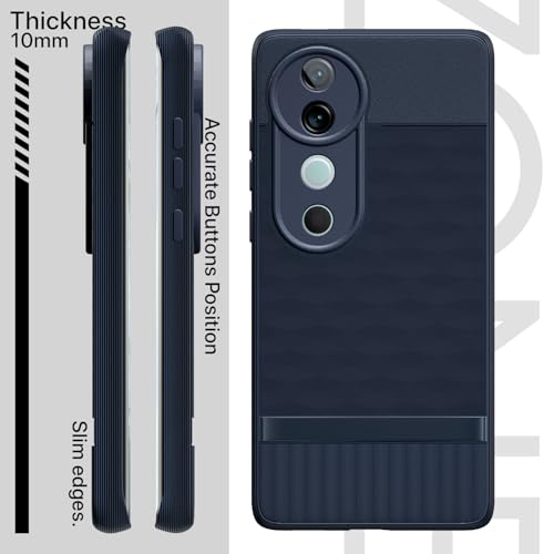 Image of Pikkme Back Cover for Vivo V40 5G / V40 Pro 5G / T3 Ultra 5G Camera Protection 3D Hexa Cube Design Silicone Protective Bumper Case (Blue)