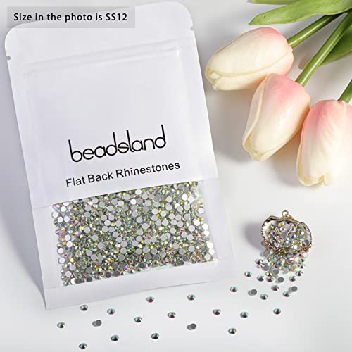 Image of Beadsland 1440 Piece Flat Back Crystal Rhinestones Round Gems,1.3mm-6.5mm, Crystal /CrystalAB (SS12AB(2.9-3.0mm))