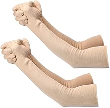 Mahemata Unisex cotton Arm Sleeves for Summer and Sun protection full hand 24" long gloves for bike riding men and women washable and reusable (Pack of 2)