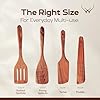 4PCS Wooden Spatula for Cooking – Premium Natural Teak Wood Set for Nonstick Cookware, Includes Paddle, Turner, Slotted Spurtle & Scraper, Smooth Comfortable Grip, Durable & Easy to Clean #1