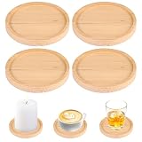 4 Pièces Dessous De Bougie en Bois 10 Cm Dessous Verre Bois, sous Tasse...