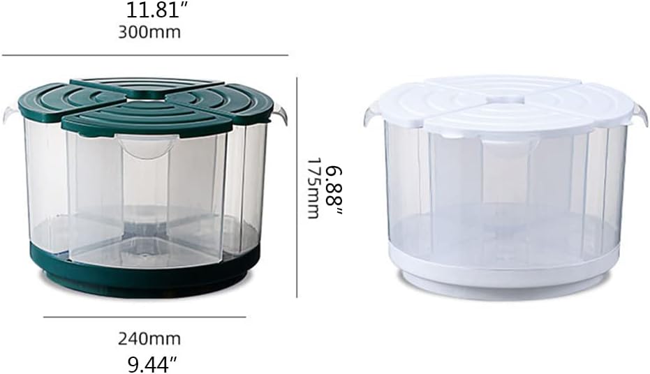 Green / white Cereal Storage Container with Good Sealing Stable Anti Slip Household Food Container Grid Separation Design Grain Containers with Lids Large Capacity for Nut Grains Dry Goods Flour