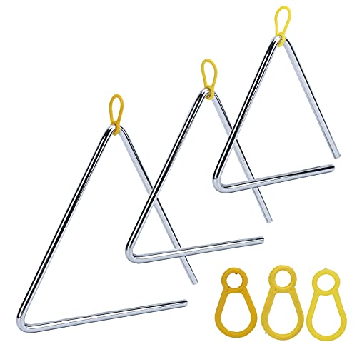 Triângulo de percussão, mão de 15,24 cm 17,78 cm 20,32 cm instrumento de percussão educativo para tr