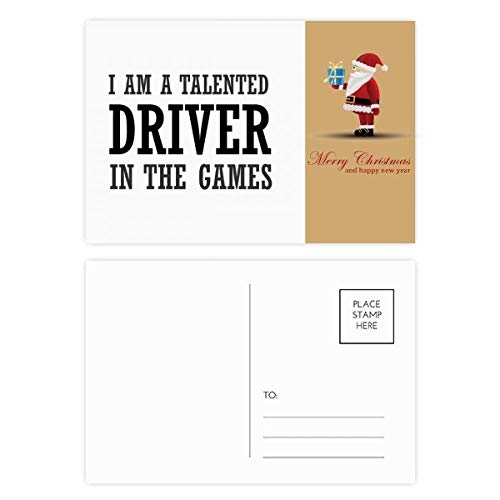Cartes postales I am a Tallented Driver Père Noël pour vœux de gaming