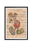 Mickey Mouse Poster Sheet Music Print Canvas Wall Art Decor Kids Room Decoration 16x24 Inch Unframed