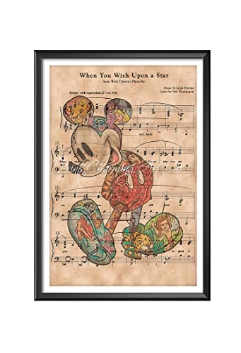 Mickey Mouse Poster Sheet Music Print Canvas Wall Art Decor Kids Room Decoration 16X24 Inch Unframed #TOP3