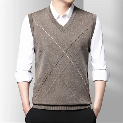 Men's Casual Knitted Sweater Vest V-Neck Striped Pullover Outwear Tops Business Waistcoat3