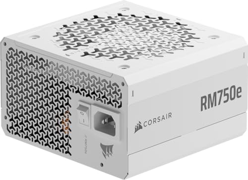 CORSAIR RM750e ATX 3.1 PCIe 5.1 Ready Fully Modular 750W Power Supply – 12V-2x6 Cable Included, Cybenetics Gold Efficiency, 105°C-Rated Capacitors, Modern Standby Mode – White by Corsair - Used condition - US$94.99