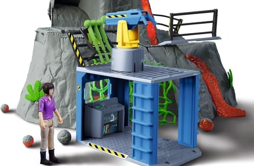 schleich DINOSAURS - Volcano Expedition Base Camp, Dinosaur Playset Including LED Erupting Volcano, Researcher Figurines and 2 x Dinosaur Toys for Boys and Girls ages 4+
