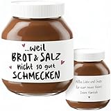 Brot und Salz Geschenk zum Einzug personalisierte Schokoaufstrich Etiketten für z.B. Nutella Glas 450g Einzugsgeschenk für Haus & Wohnung | 2er Set