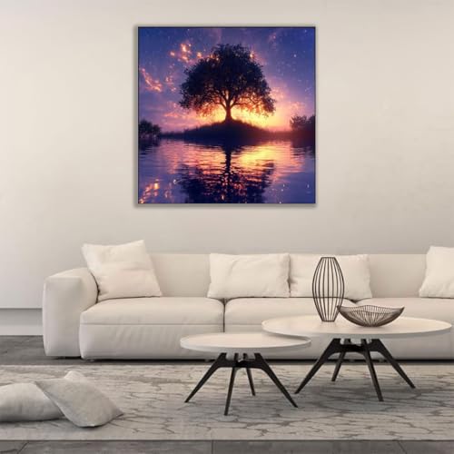 5D Diamond Painting Arbres, Painting Diamant Violet Broderie Diamant Kit Complet, Bricolage Loisirs Créatifs Adultes Artisanat pour la Décoration Murale à la Maison, Cadeau Femme 40x55cm 22-FEB – vue 2