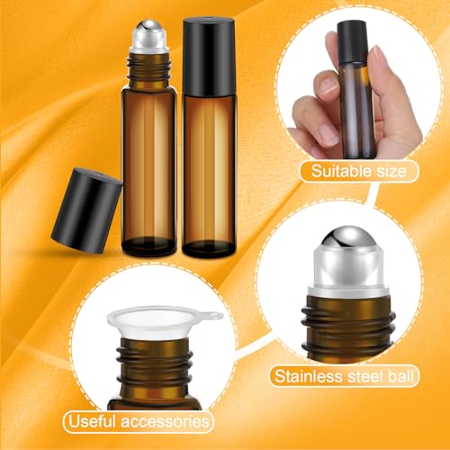Image of Sumind 150 Pcs Glass Essential Oil Roller Bottles 10 ml, Amber