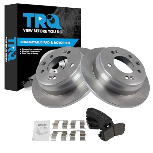 Image of TRQ Rear Brake Pad and Rotor Set Semi Metallic Solid Rotors | For 2010-2015 Hyundai Tucson Front Wheel Drive 2011-2016 Kia Sportage Front Wheel Drive