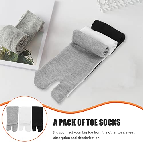 WRITWAA 3Pack Tabi Socks for Women Men Elastic Cotton Split Toe Socks Toes Separated Socks Tabi Sandal Socks Unisex Toe Sock