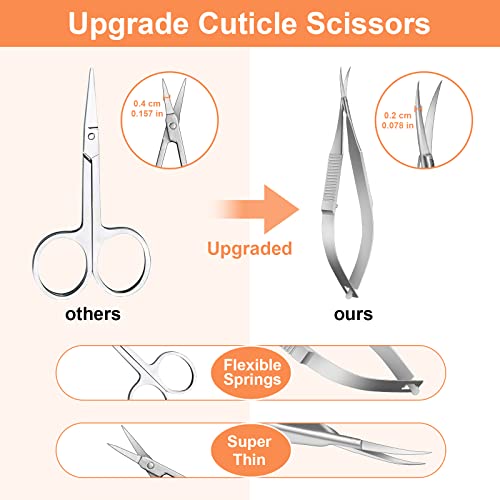Cgbe Cuticle Scissors, Nail Scissors For Women, 420J2 Stainless Steel Curved Manicure Scissors, Cuticle Scissors Extra Fine Curved Cosmetic Scissors For Nail, Dry Skin, Eyebrow, Eyelash-Silver #TOP1