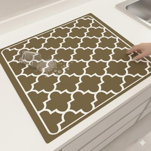 Image of Homecloud Non-Slip Washing Machine Mat - Durable Waterproof Protective Cover for Washer & Dryer, Dust-Resistant Mat Ideal for Laundry Room & Kitchen Appliances (Khaki)