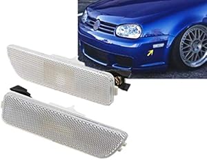 eLoveQ Front Bumper Side Marker Lamps Housings Compatible with 1999-2005 Volkswagen MK4 Golf GTI R32 Rabbit Jetta, Replace OEM Amber Sidemarker Lamps (CLEAR)