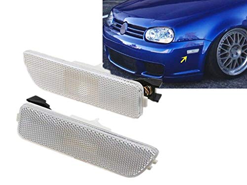 eLoveQ Front Bumper Side Marker Lamps Housings Compatible with 1999-2005 Volkswagen MK4 Golf GTI R32 Rabbit Jetta, Replace OEM Amber Sidemarker Lamps (CLEAR)
