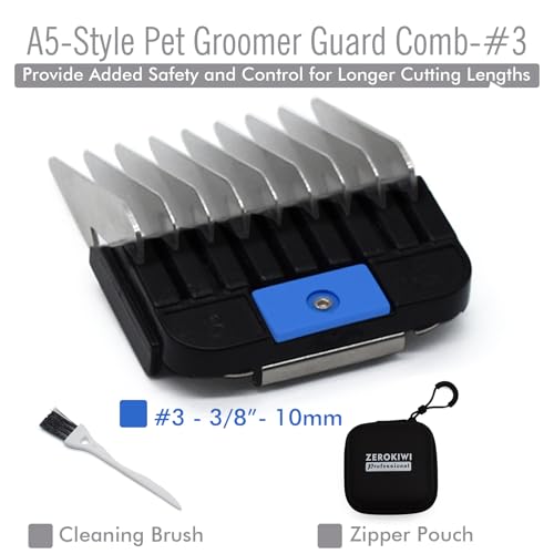 Cortador de animais profissional estilo A5 em aço inoxidável codificado por cores, pente guia de fix