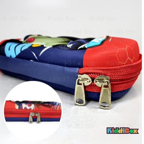 Image of KiddiBox Anime Pencil Box | Durable Geometry Box for Kids, Anime Pencil Pouch Boys & Girls | Large-Capacity Anime Stationery Pouch | School, Travel & Gift Organizer | Red