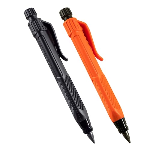 Rite in the Rain Heavy Duty Gravity-Fed Lead Holder Pencil, 5.6mm Dark (2B) Lead, Black and Orange Barrel, 2 Pack (No. 56-2)
