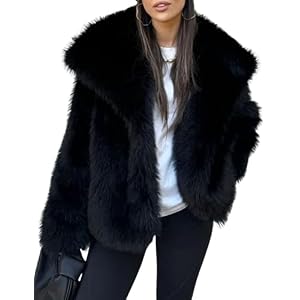 Yimoon Womens Faux Fur Coat Lapel Open Front Fluffy Shaggy Jacket Winter Warm Furry Overcoat