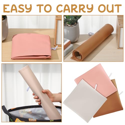 FillTouch 3 Pcs Leather Portable Changing Pad Wipeable Travel Changing Pad Foldable Changing Mat for Baby and Small Toddler - Thumbnail 4