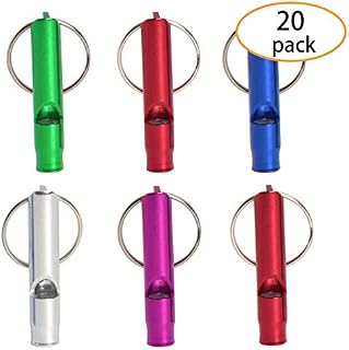 Hapy Shop 20 Pcs Extra Loud Aluminum Whistles with Key Chain Emergency Whistles