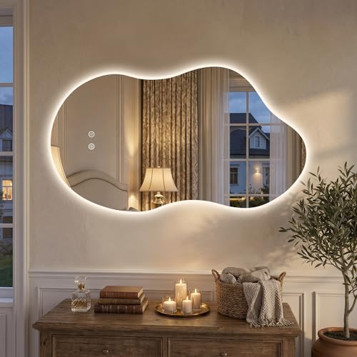 Image of Irregular Bathroom Wall Mirror 24x40 Inch Asymmetrical Mirror