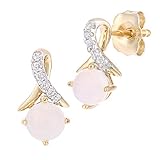 Naava 9ct Yellow Gold Round Opal and Diamond Twist Drop Earrings