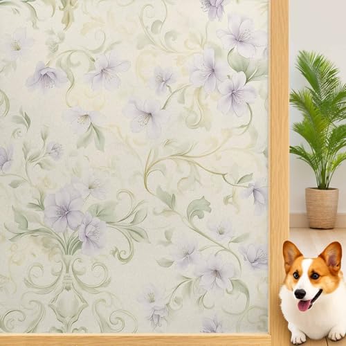 Película autoadhesiva para vidrio con diseño floral, 17.7x23.6 pulgadas miniatura 2