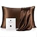 YANIBEST Silk Pillowcase for Hair and Skin - 600 Thread Count 100% Mulberry Silk Bed Pillowcase with Hidden Zipper, Queen Standard King Size Pillow Cases (Standard 20"x26", Coffee)