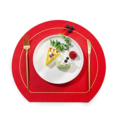 Placemat 6 Pcs Semi-Circular Leather Heat Insulation Tableware Pad Home Dining Table Mat (Color : D) (g L)