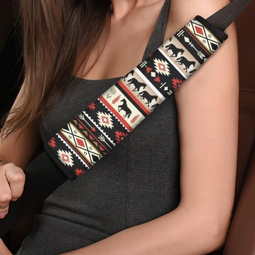 Image of AFPANQZ 2PCS Animal Horse Seat Belt Cover Pads Cushion Universal Fit Safety Seatbelt Pillow Head and Neck Support Adjustable Driver Shoulder Protection Luggage Bag Strap Pad Gray